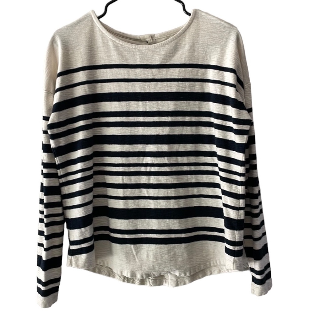 Leon & Harper navy blue & cream nautical striped sweater/top